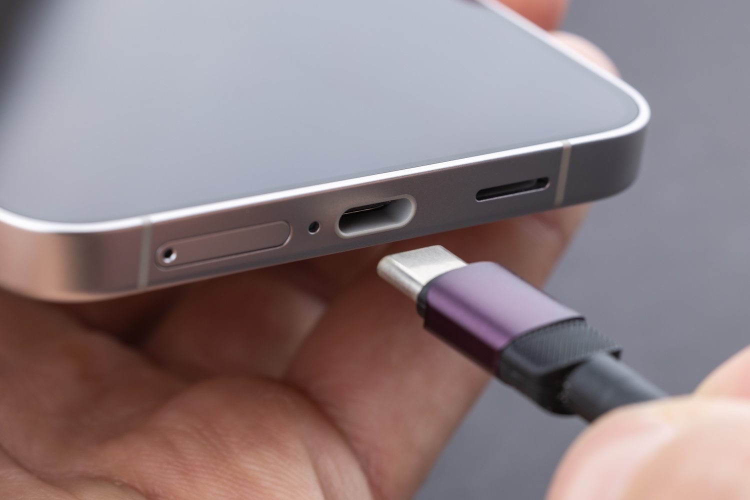 Conector de un smartphone y usb-c